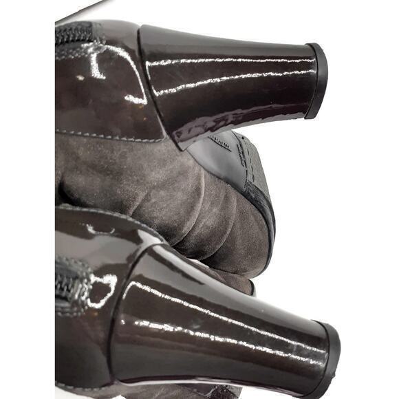 AQUATALIA Boots Heels Size‎ 6.5 Suede Pleated Patent Ankle Booties Gray - Picture 10 of 13